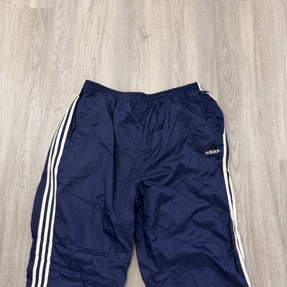 Vintage Adidas Windbreaker Track Pants Men's 2XL XXL Blue Striped Cuffed 90s - Picture 2 of 11